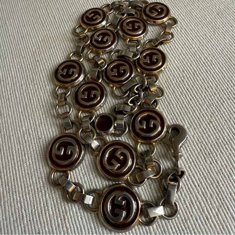 GUCCI BELT Chain logo Vintage Old Gucci / GG Necklace Pendant Choker